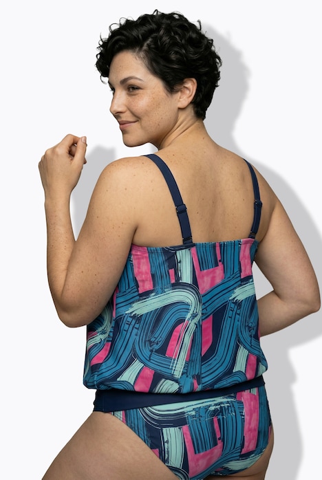 Tankini, Pinselstrichmuster, Softcups, Elastiksaum