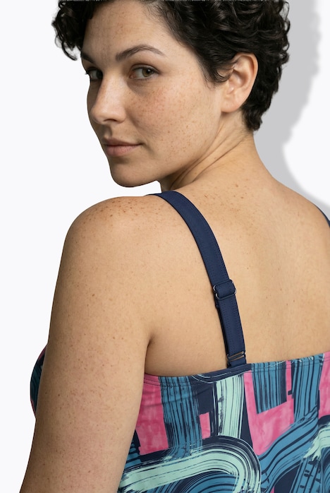 Tankini, Pinselstrichmuster, Softcups, Elastiksaum