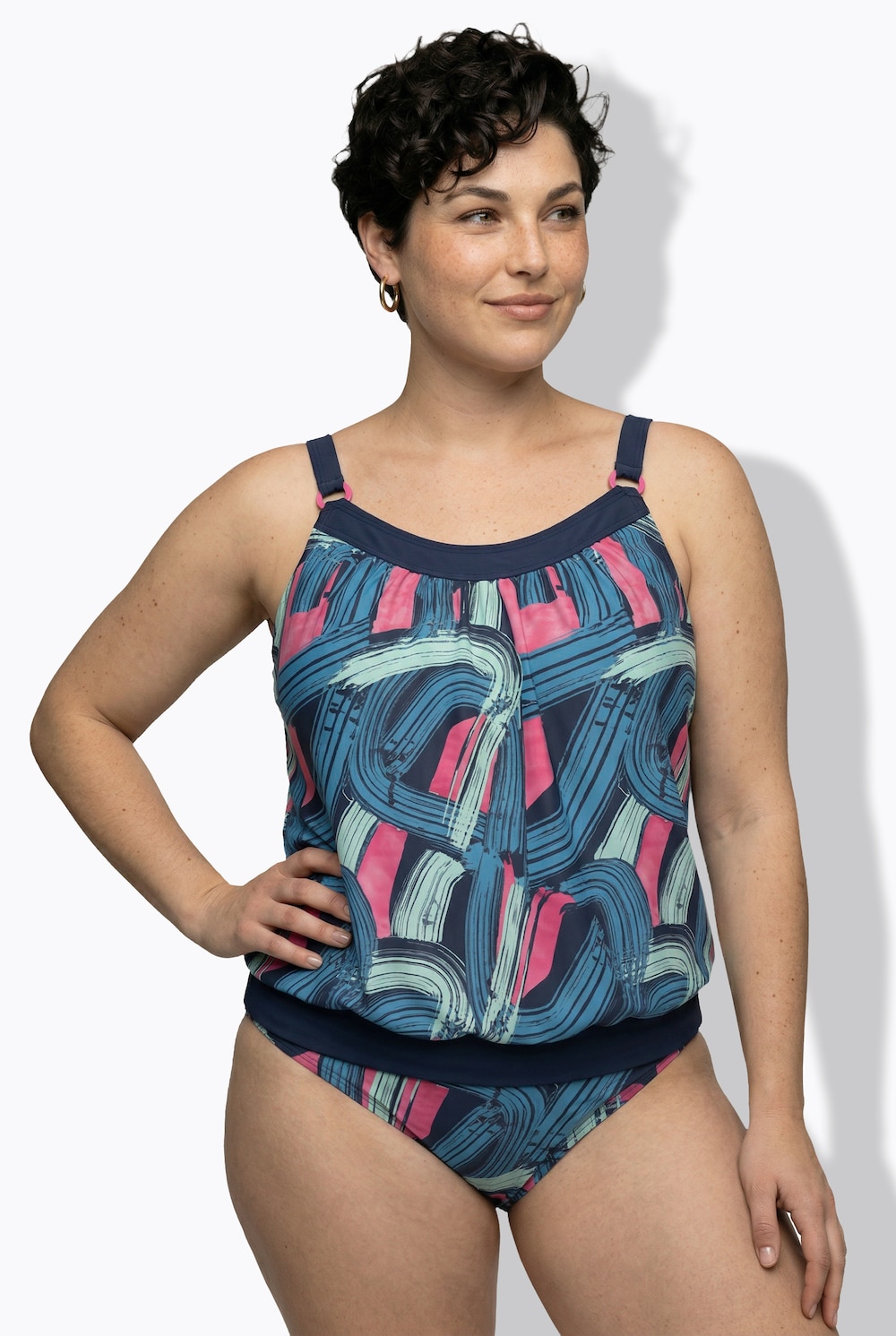Tankini, Pinselstrichmuster, Softcups, Elastiksaum