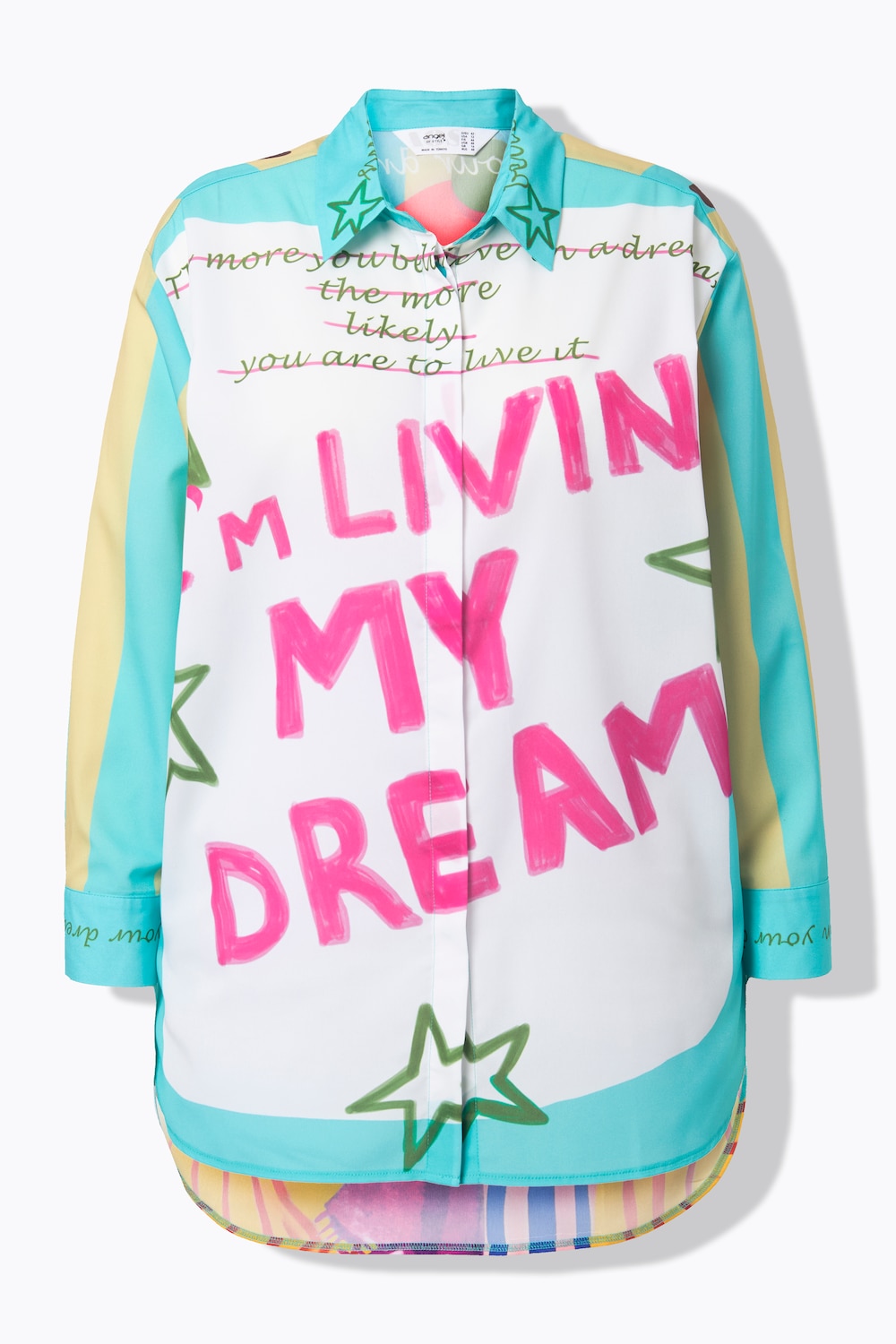 Stora storlekar Skjortblus, Dam, turkos, storlek: 48, Polyester, Angel of Style
