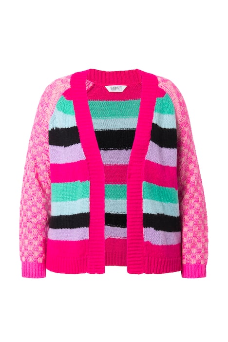 Rozepínací svetr, rovný střih, vzor