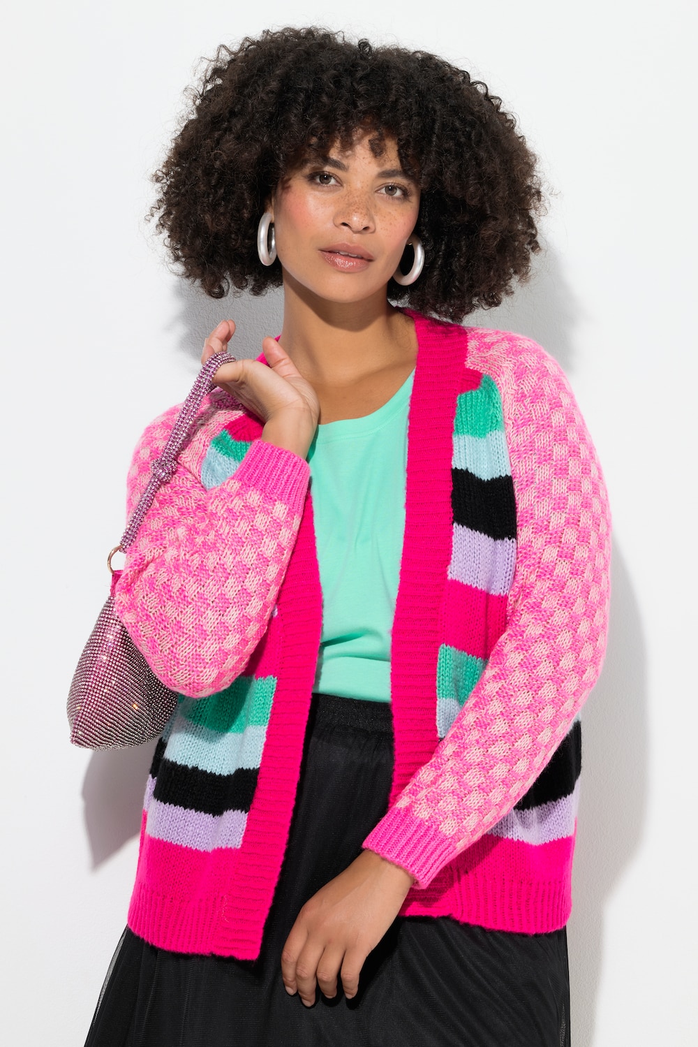 Strickjacke, Straight Fit, Mustermix