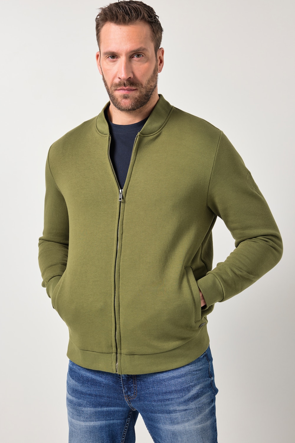 JP1880 sweatvest, blouson, collegekraag, rits, tot 8XL