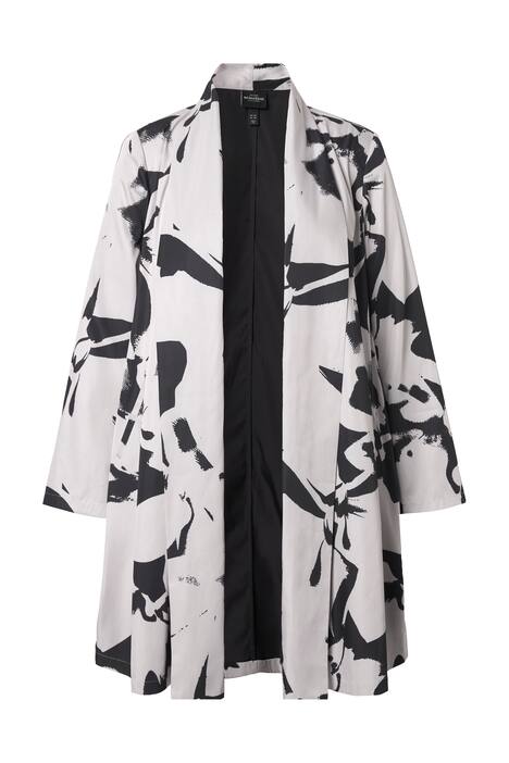 Dlouhá bunda, šálový límec, otevřená silueta, asymetrický střih