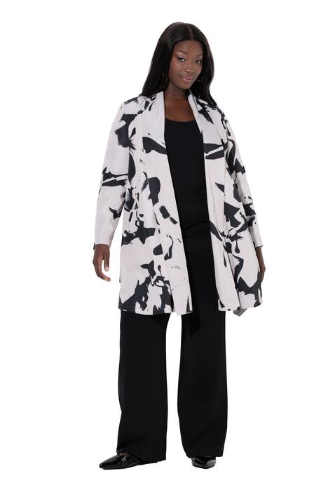 Dlouhá bunda, šálový límec, otevřená silueta, asymetrický střih