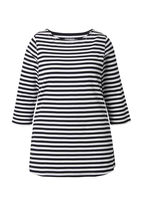 Pruhované tričko, lodičkový výstřih, 3/4 rukáv, bavlna Pima