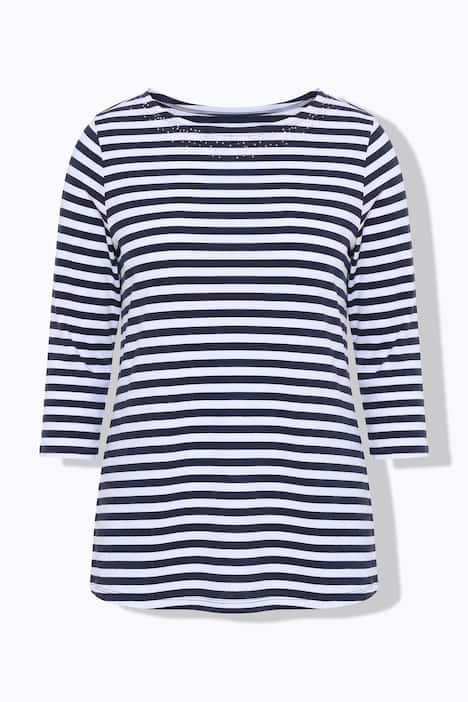 Ringelshirt, Rundhals-Ausschnitt, 3/4-Arm, Pima Cotton