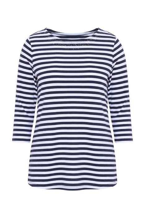 Pruhované tričko, lodičkový výstřih, 3/4 rukáv, bavlna Pima