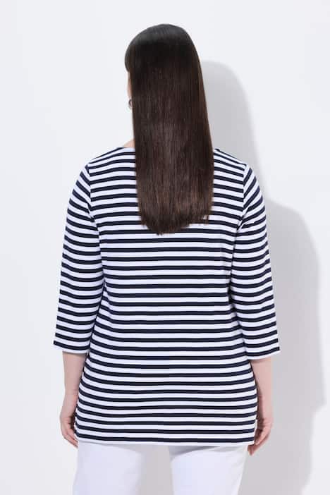 Ringelshirt, Rundhals-Ausschnitt, 3/4-Arm, Pima Cotton