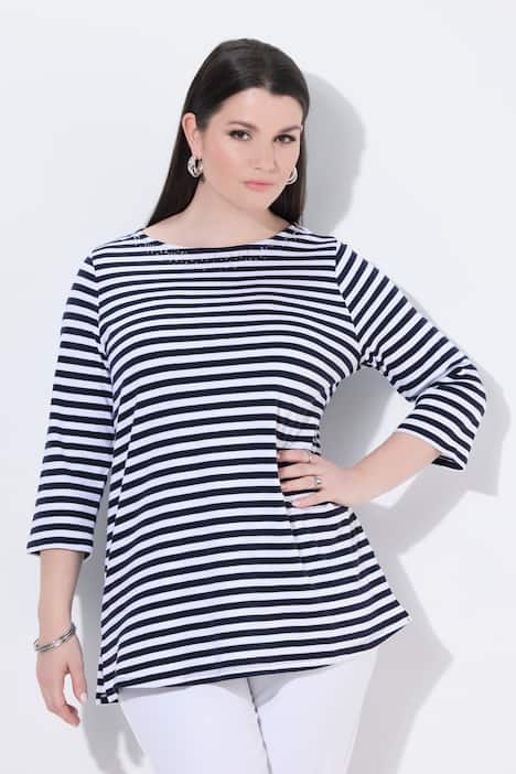 Ringelshirt, Rundhals-Ausschnitt, 3/4-Arm, Pima Cotton