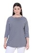 Pruhované tričko, lodičkový výstřih, 3/4 rukáv, bavlna Pima