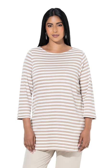 Pruhované tričko, lodičkový výstřih, 3/4 rukáv, bavlna Pima