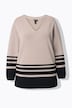 Pullover, Streifen, V-Ausschnitt, Langarm