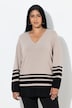Pullover, Streifen, V-Ausschnitt, Langarm