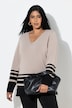 Pullover, Streifen, V-Ausschnitt, Langarm
