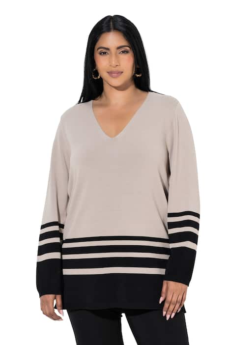 Pulovr, pruhy, V výstřih, dlouhé rukávy