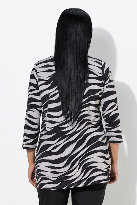 Slinky-Shirt, Wellen, A-Linie, V-Ausschnitt, 3/4-Arm