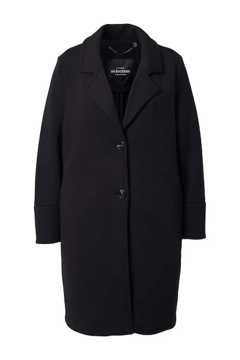 Kabát z neoprenové látky, fazonový límec, široké manžety