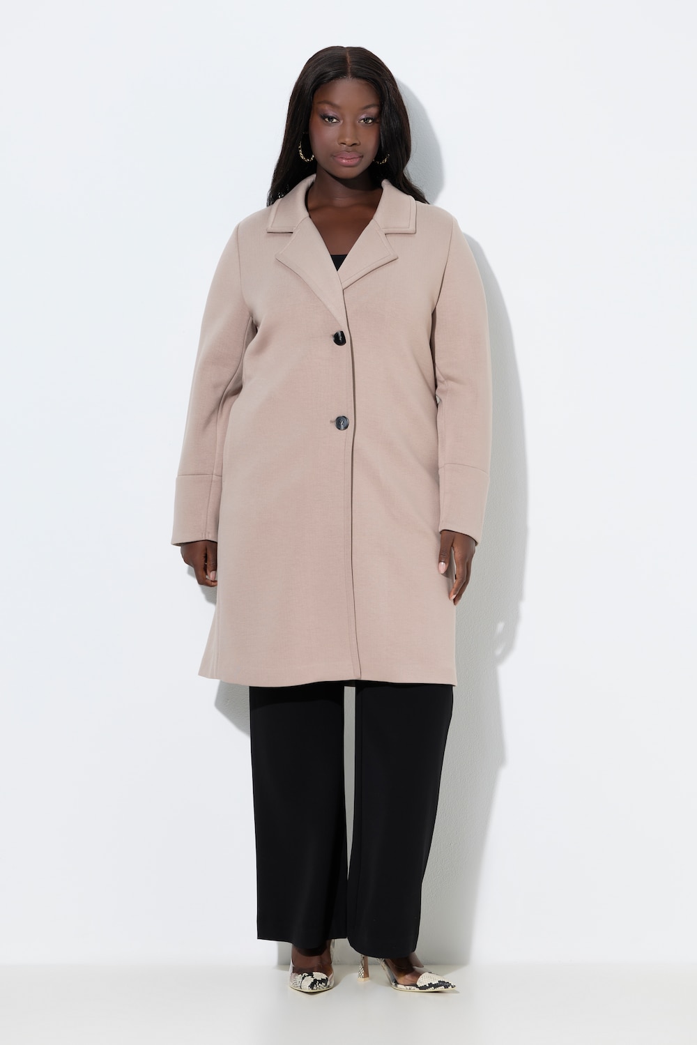 Große Größen Scuba-Mantel, Damen, braun, Größe: 42/44, Polyester/Viskose, Ulla Popken