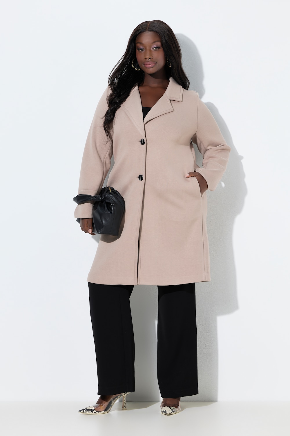 Scuba-Mantel, Reverskragen, breite Bündchen