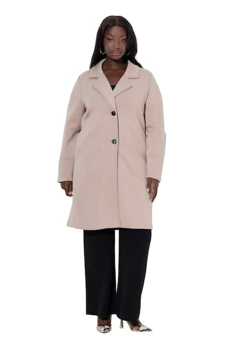 Kabát z neoprenové látky, fazonový límec, široké manžety