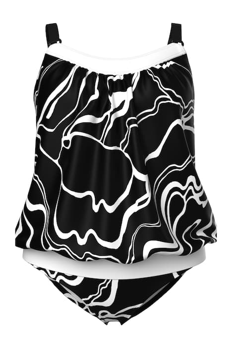 Tankini, proužkový vzor, měkké košíčky, nastavitelná ramínka podprsenky