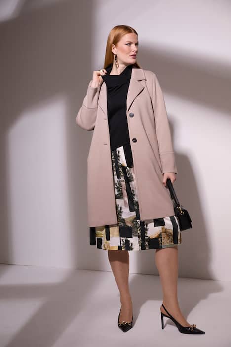 Sweat-shirt point de Rome, manches 3/4 et col montant, coupe évasée