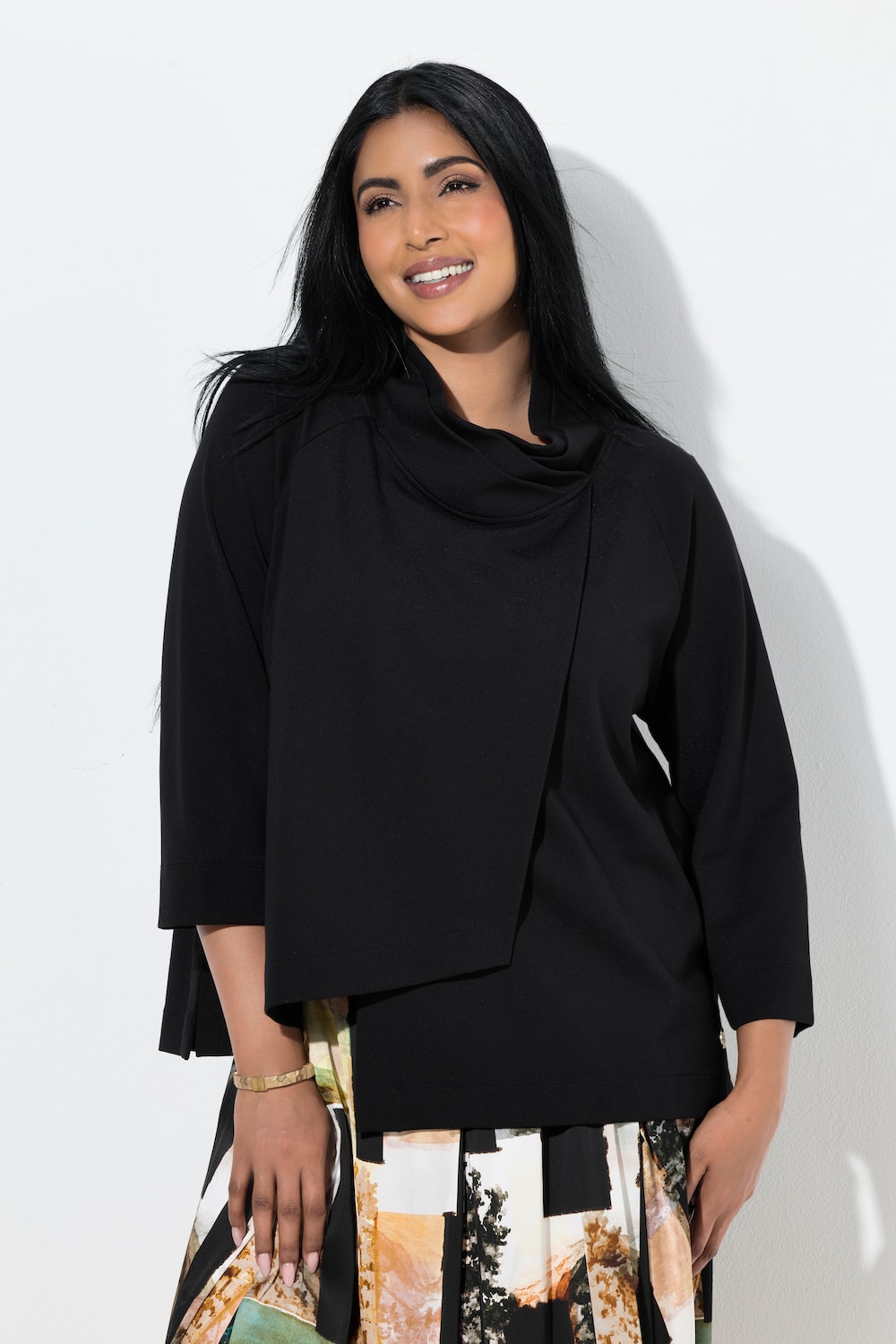 Punto-Sweatshirt, A-Linie, Stehkragen, 3/4-Arm