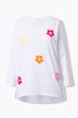 T-Shirt, A-Linie, Frottee-Blumen, Langarm