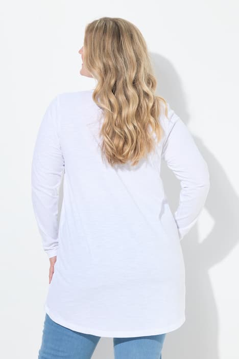 T-Shirt, A-Linie, Frottee-Blumen, Langarm