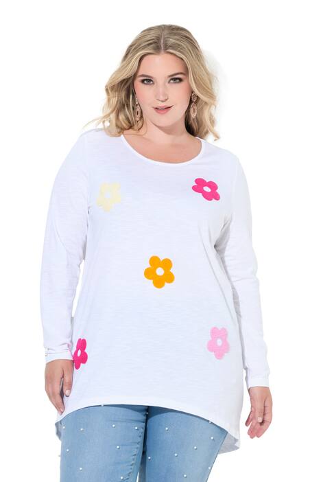 Tričko, A střih, froté květy, dlouhé rukávy
