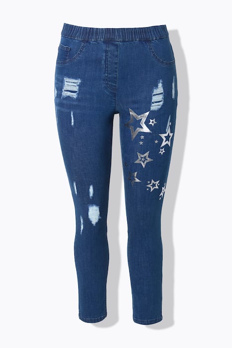Jeggings Jule, Slim Fit, Metallic-Sterne, Elastikbund