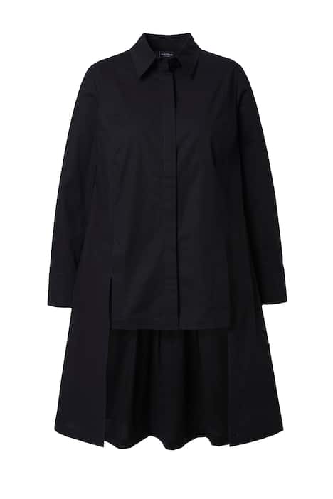 Tunika, ozdobné rozparky, áčkový střih, košilový límec, dlouhé rukávy