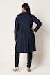 Longbluse, Zierschlitze, A-Linie, Hemdkragen, Langarm