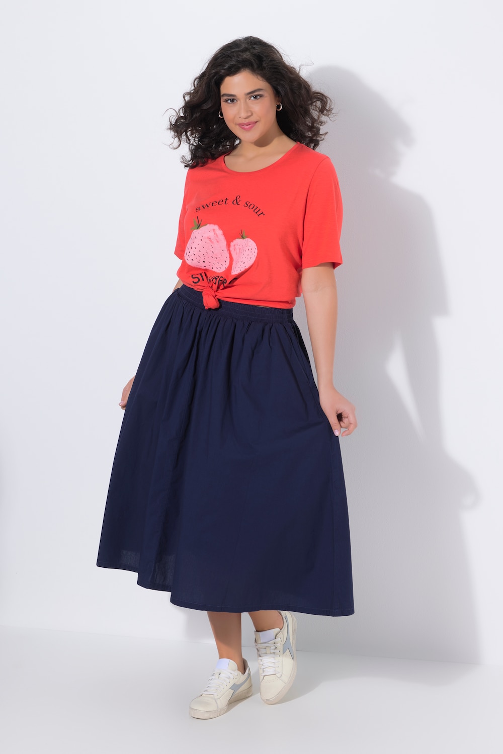 Midi-rok, A-lijn, elastische tailleband, stretchcomfort