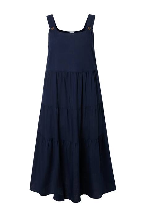 šaty s širokými ramínky, lněná směs, áčkový střih, nastavitelná ramínka