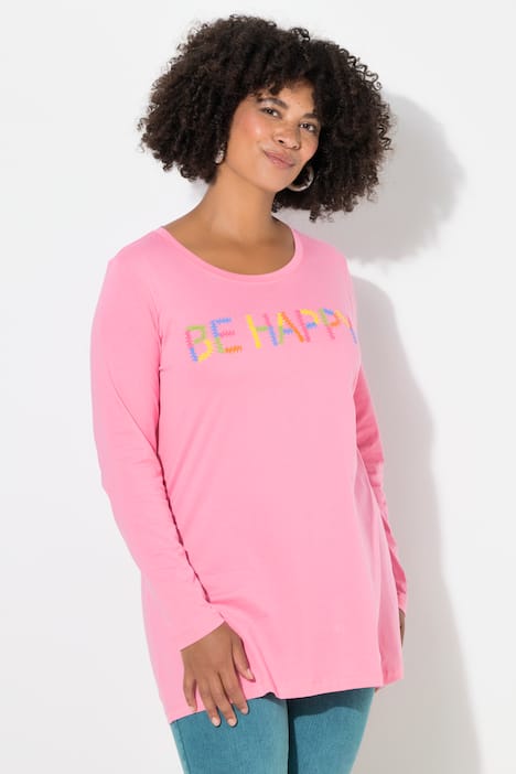 T-Shirt, bequeme Passform, BE HAPPY