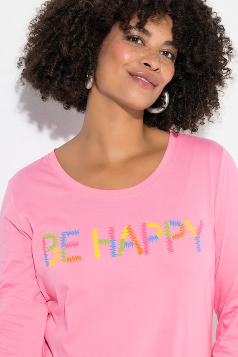 T-Shirt, bequeme Passform, BE HAPPY
