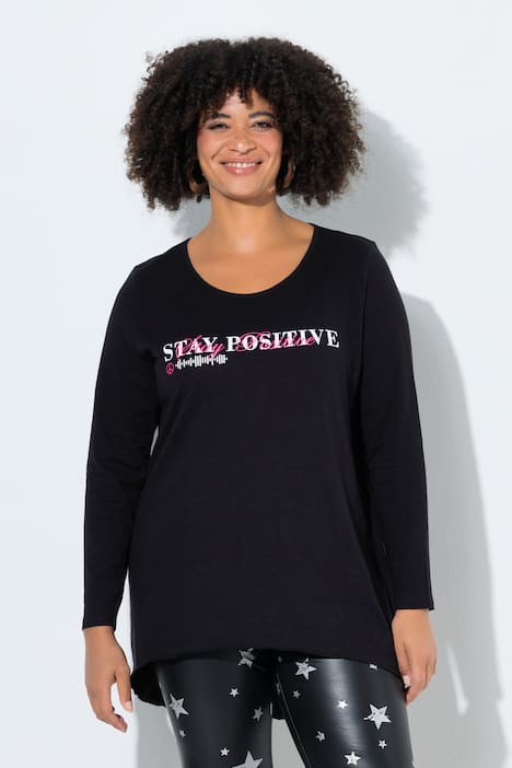 T-Shirt, A-Linie, Schriftzug, Langarm