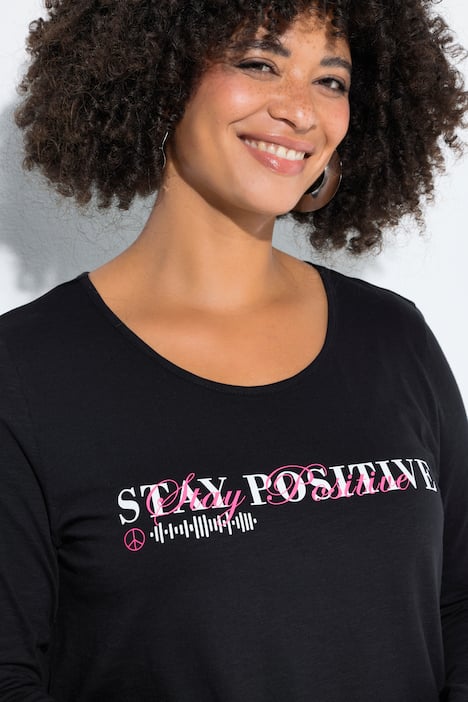 T-Shirt, A-Linie, Schriftzug, Langarm