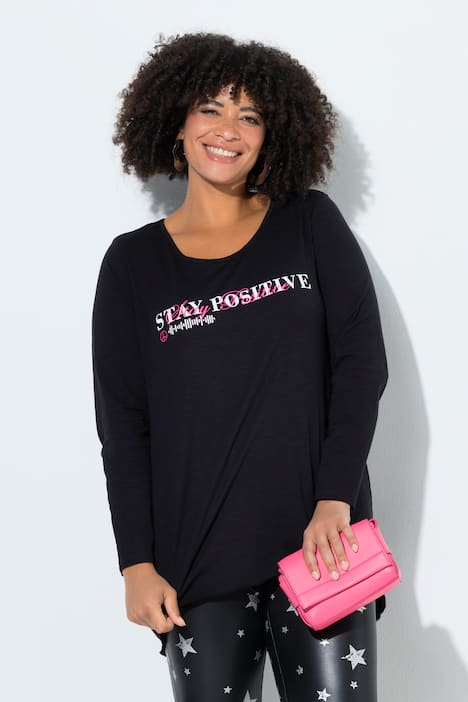 T-Shirt, A-Linie, Schriftzug, Langarm