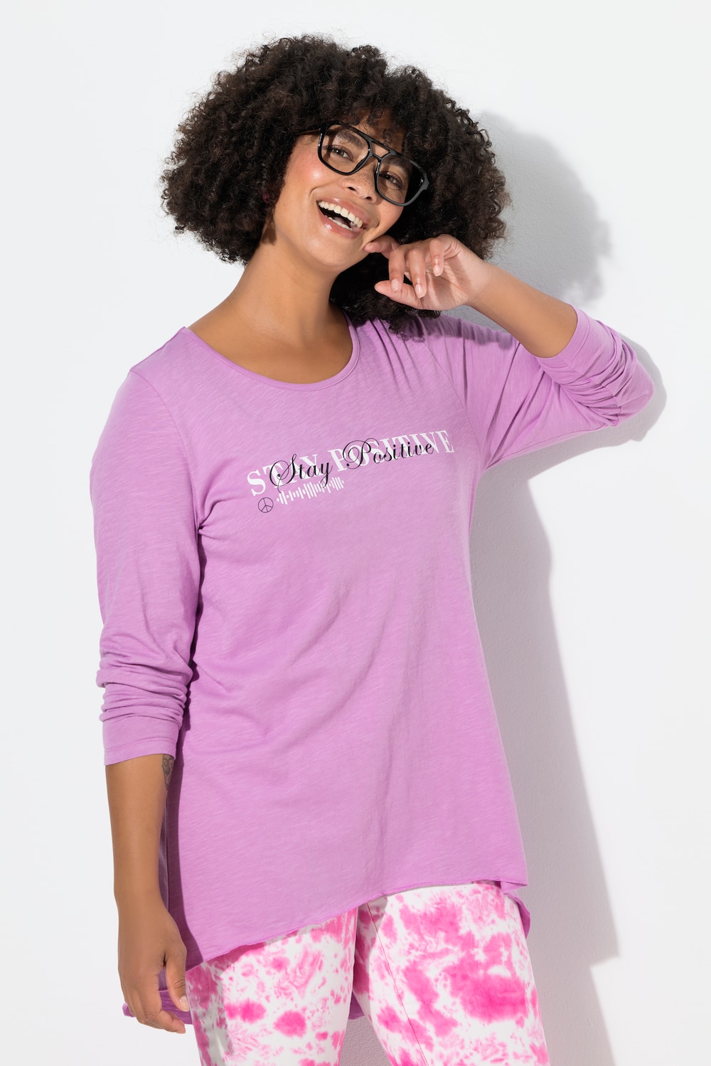 T-Shirt, A-Linie, Schriftzug, Langarm