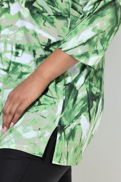 Pima Cotton Shirt, Ziersteine, A-Linie, U-Boot-Ausschnitt, 3/4-Arm