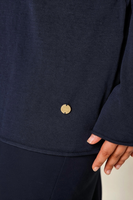 Pullover, Rollkanten, Boxy, Stehkragen, Langarm