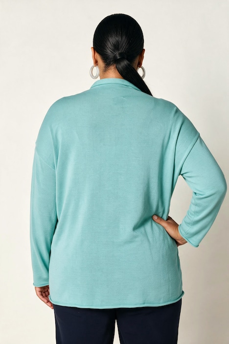 Pullover, Rollkanten, Boxy, Stehkragen, Langarm