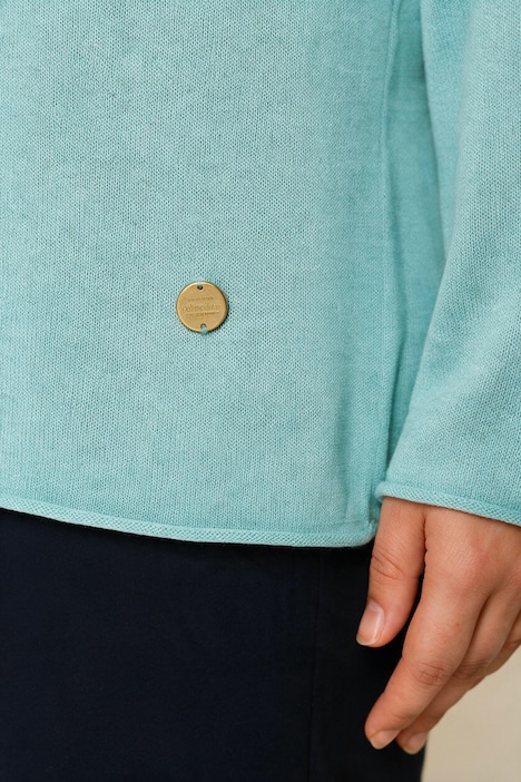 Pullover, Rollkanten, Boxy, Stehkragen, Langarm