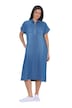 Midi šaty, džínový vzhled, košilový límec, zip, polo rukávy