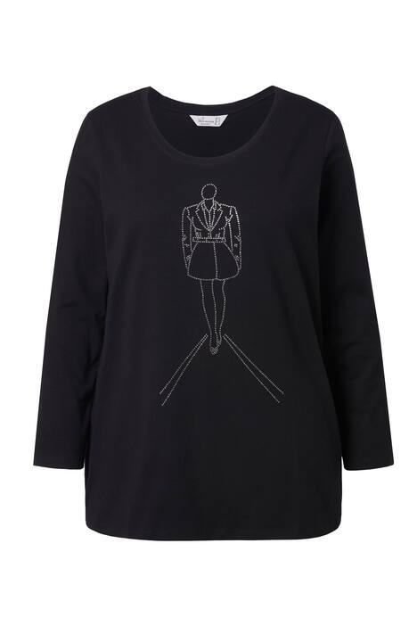 Tričko, A střih, motiv modelky z třpytivých kamínků