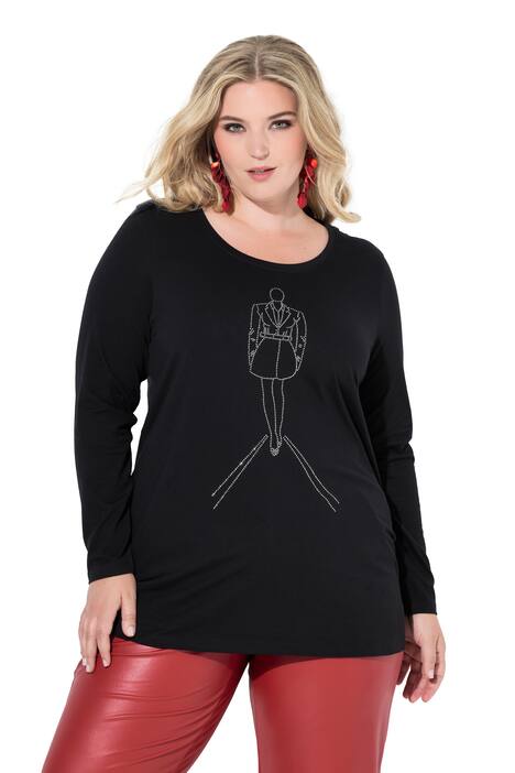 Tričko, A střih, motiv modelky z třpytivých kamínků