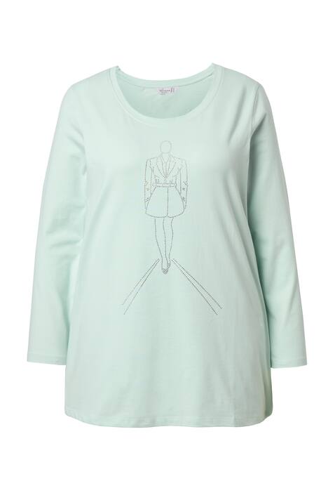 Tričko, A střih, motiv modelky z třpytivých kamínků